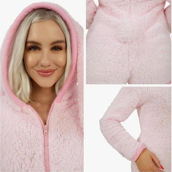 Costume Adult/Giggling Getup/Cozy Pink Bunny Costume Outfit/Sherpa Hooded/SIZE L - Picture 5 of 9